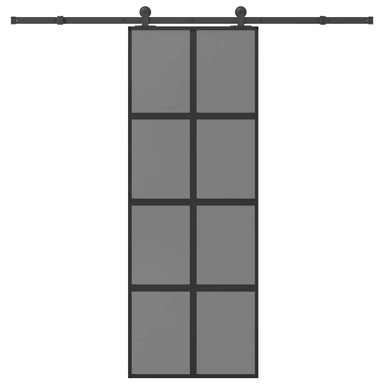 Klizna vrata s priborom od kaljenog stakla i aluminija tamna prozirna 76x205 cm