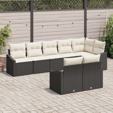 Komplet vrtnih sofa s jastučićima, poliratan, crna, 8 dijelova