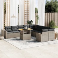 11-dijelni set vrtnih sofa od poliratana s jastucima sivi