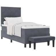 Box Spring krevet s madracem, tamnosivi, 90x200 cm, baršun