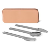 CITRON Pribor za jelo od nehrđajućeg čelika s torbicom, ružičasta