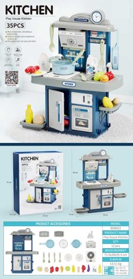 Dječja kuhinja s zvučnim i svjetlosnim efektima 35 elemenata, plava