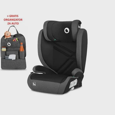 LIONELO Autosjedalica i-Size Hugo, isofix 100-150cm, siva + organizator
