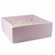 MIMII Suhi bazen 110 x 110 x 40 Velvet Soft svijetlo ružičaste boje sa 600 kuglica, prozirne, biserne, opalescentne