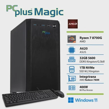 PCPLUS Stolno računalo Magic / Ryzen 7 8700G, 32 GB, 1 TB SSD, integrirana grafika, bez operativnog sustava