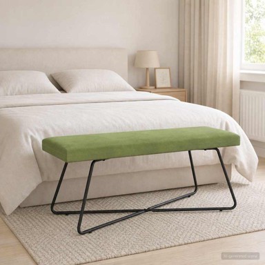 Klupa, 110 x 40 x 45 cm, baršun, svijetlo zelena