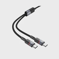 HOCO Kabel 2u1 USB-C na USB-C / USB-C 5A 100W 120 cm U139, crni