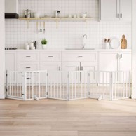 Vrata za pse s vratašcima 6 panela sklopiva 300 cm drvo topole 50 x 60 x 2 cm, bijela