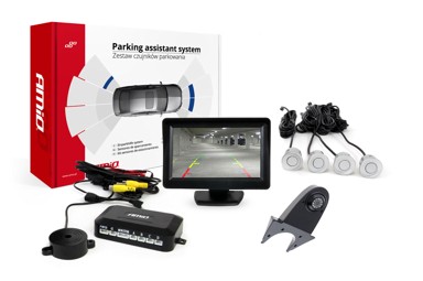 AMIO Parking senzori, 4 kom, srebrni, 22 mm, TFT01 4,3'' zaslon, buzzer, HD-502-IR kamera za rikverc