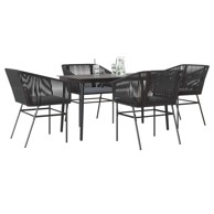 Vrtna garnitura, 5-dijelni set s jastucima, 140 x 70 x 74 cm, crna