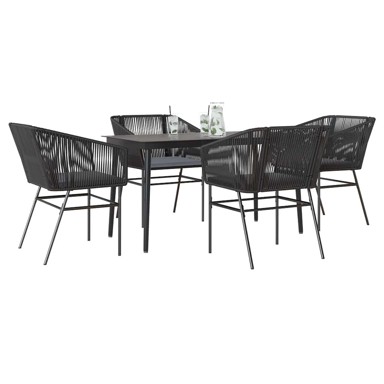 Vrtna garnitura, 5-dijelni set s jastucima, 140 x 70 x 74 cm, crna