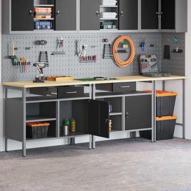 Set radne klupe, čelik, crvena