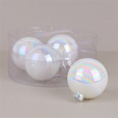 Staklene kuglice 10cm, 4 kom, bijele