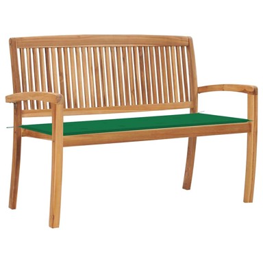 Složiva vrtna klupa s jastukom, 128.5 cm, od masovne tikovine, zelena