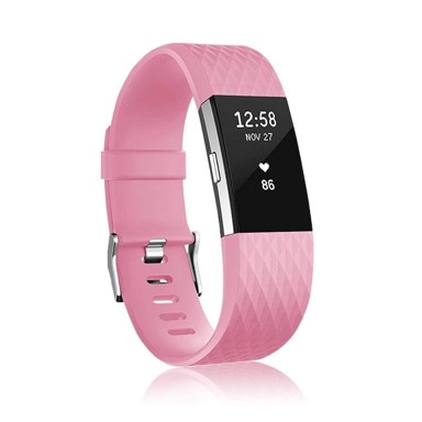 B-STRAP Silicone Diamond (Small) remen za Fitbit Charge 2, pink