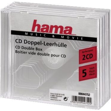 HAMA Double Jewel CD kutija, 2 diska, 5 kom, prozirna