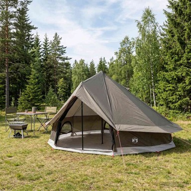 Tipi šator 700 x 700 x 395 cm, poliester i čelik, smeđe-sivi