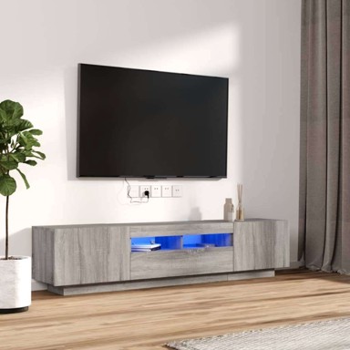 2-dijelni set TV ormarića LED, boja hrasta, konstruirano drvo, sivi hrast, sonoma