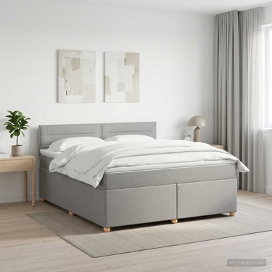 Boxspring krevet s madracem 180 x 200 cm, tkanina, svjetlosivi
