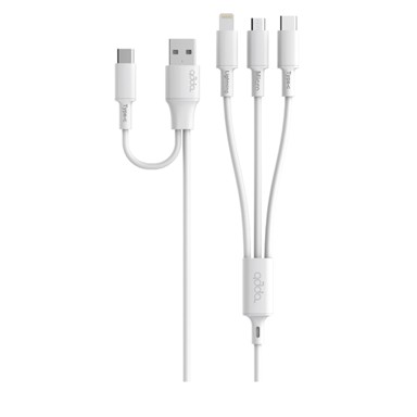 ADDA Kabel USB-001-WH Fusion Charge 3u2 USB-A Type-C na Micro USB/Type-C/8pin, bijeli, 1.2M