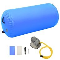 Gimnastički valjak na napuhavanje s crpkom, 120 x 75 cm, PVC, plavi
