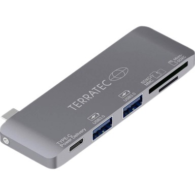 TERRATEC Docking stanica 283005, USB-C, 2x USB-A, USB-C, čitač kartica, siva