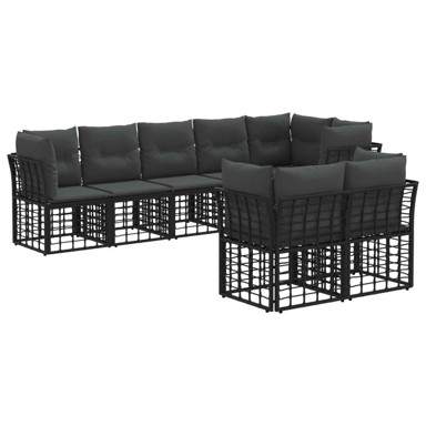 Set vanjskih sofa bez stola, poliester, crna
