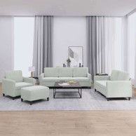 Sofa 4-dijelni set s jastučićima i tabureom, svjetlosiva