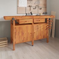 Radni stol s ladicama i škripcima 162 x 62 x 83 cm, drvo bagrema, sivi