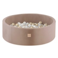 PLUSH NEST Bazen s 200 loptica, 90x30 cm, zlatni/bež