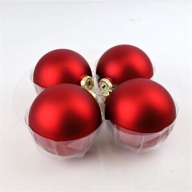 Staklene kuglice 10cm, 4 kom, crvene