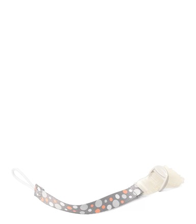 BABYONO Privjesak za dudu s kopčom, siva, uzorak s narančastim detaljima