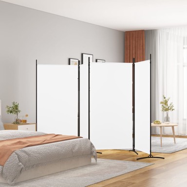 Sobna pregrada s 4 panela 346 x 180 cm, tkanina, bijela