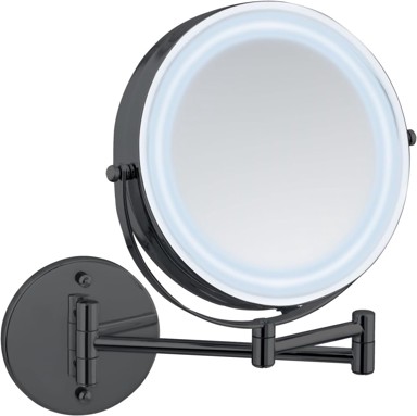 WENKO Power-loc LED zidno ogledalo lumi, kozmetičko ogledalo s 5x povećanjem, bez bušenja