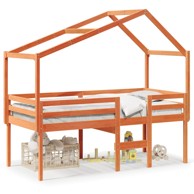 Visoki krevet s krovom voštano smeđi 90x200 cm masivna borovina