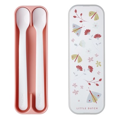 MEPAL Plastične dječje žlice u setu 2 kom Flowers & Butterflies, bijele/svijetlo ružičaste