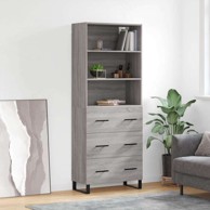 Visoka komoda siva sonome 69 5x34x180 cm od konstruiranog drva , ladice