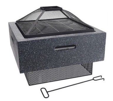 PROGARDEN Vrtni kamin KO-CM7000160 s roštiljem i poklopcem, mramor / čelik