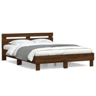 Okvir za krevet s uzglavljem smeđa boja hrasta 140x190cm drveni