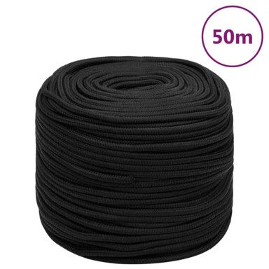 Brodski konop, tamnocrni, 6 mm, 50 m, od polipropilena