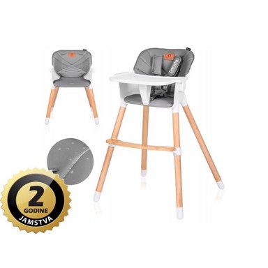 LIONELO Dječja hranilica Koen, siva, prirodno drvo bukve i LikeaSkin