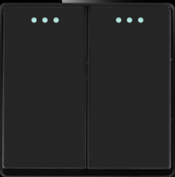 Mehanički modul za dvostruki izmjenični prekidač s fluorescentnom indikacijom, crni