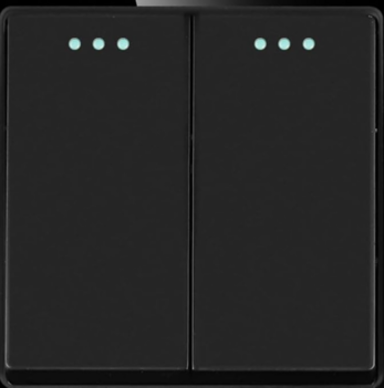 Mehanički modul za dvostruki izmjenični prekidač s fluorescentnom indikacijom, crni