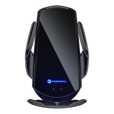 FORCELL Držač za mobitel s bežičnom punjenjenjem HS1, crni, sa automatskim senzorom, magnetski adapteri, 15W