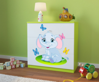 Dječja komoda Slon, zelena, 80×80×41 cm