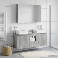 Set kupaonskih ormarića, 4 kom, 100 x 14,5 x 70 cm, siva sonoma