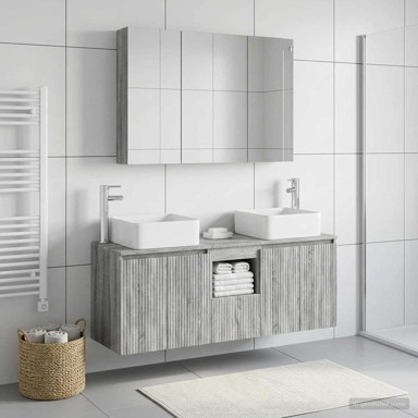 Set kupaonskih ormarića, 4 kom, 100 x 14,5 x 70 cm, siva sonoma