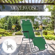 SPRINGOS Vrtna ležaljka nulte gravitacije s naslonom za glavu, zelena