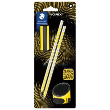 STAEDTLER Olovka grafitna HB Norix, 2 kom + gumica + šiljilo, žuta