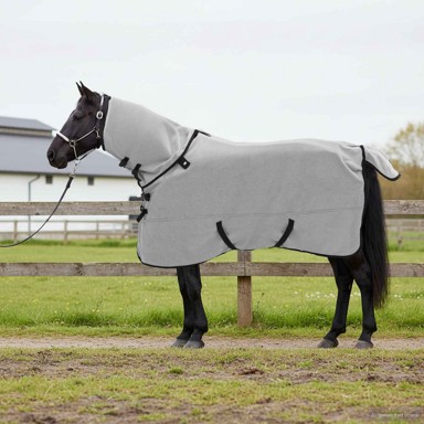 Pokrivač za konje 165 cm, poliester, svijetlo siva/roza